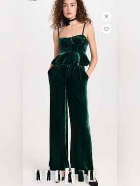 NWT Cami NYC Deep Green Velvet Matching Set - Size 2